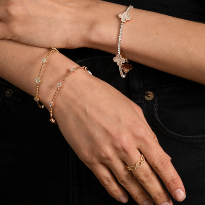 Moissanite Flexible Beaded Flower Cluster Bangle