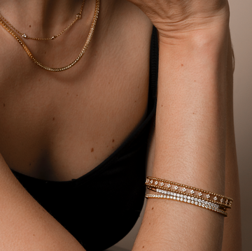 Moissanite Flexible Beaded Flower Cluster Bangle