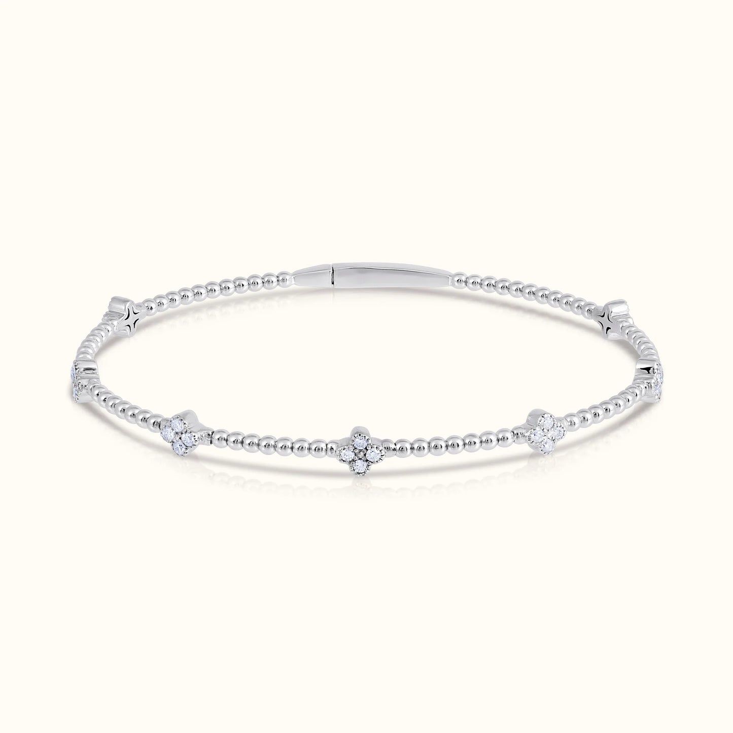 Moissanite Flexible Beaded Flower Cluster Bangle