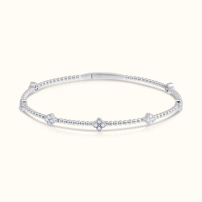 Moissanite Flexible Beaded Flower Cluster Bangle