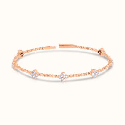 Moissanite Flexible Beaded Flower Cluster Bangle
