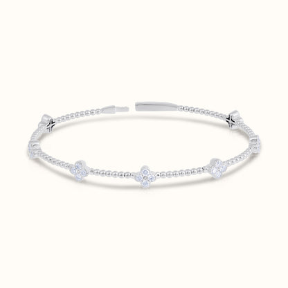 Moissanite Flexible Beaded Flower Cluster Bangle