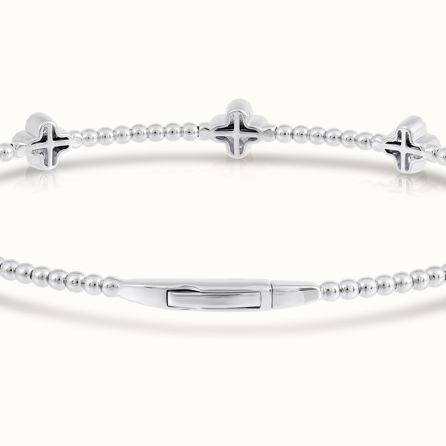 Moissanite Flexible Beaded Flower Cluster Bangle