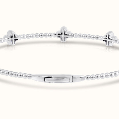 Moissanite Flexible Beaded Flower Cluster Bangle